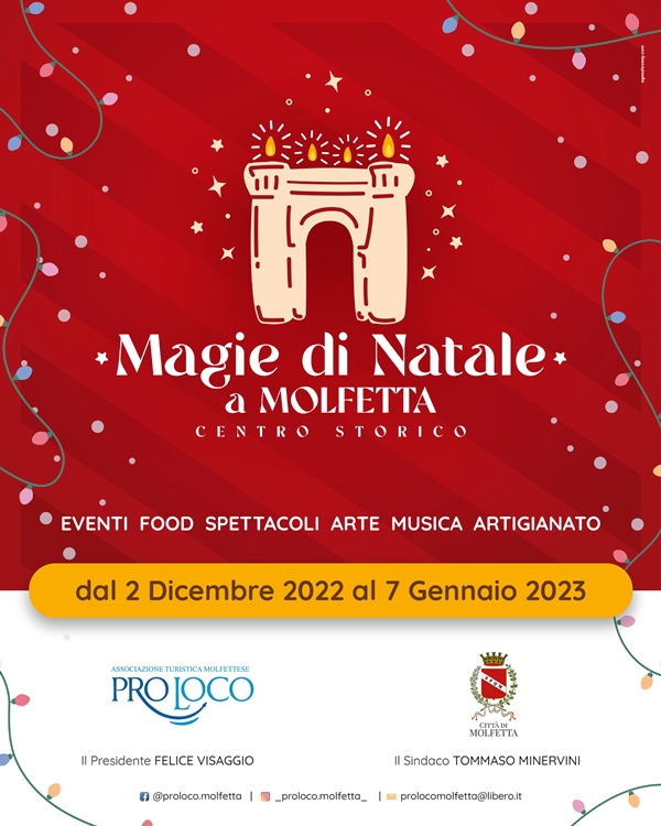 FELICE VISAGGIO: PER S. NICOLA E LE FESTIVIT DI NATALE QUESTANNO LA PRO LOCO DI MOLFETTA HA VOLUTO TRASFORMARE IL CENTRO STORICO IN UN LUOGO MAGICO