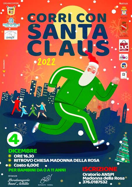 TORNA LEVENTO NATALIZIO CORRI CON SANTA CLAUS 2022 RISERVATO AI BAMBINI FINO A 11 ANNI