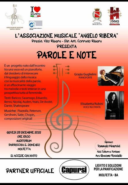 LO SPETTACOLO PAROLE E NOTE VEDR PROTAGONISTE GRAZIA GUGLIELMI AL PIANOFORTE E ELISABETTA RUBINI VOCE RECITANTE