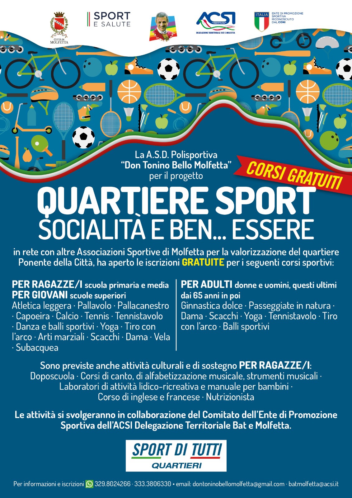 PARTE IL PROGETTO SPORTIVO SOCIALE CULTURALE MUSICALE DENOMINATO QUARTIERE SPORT SOCIALIT E BENESSERE