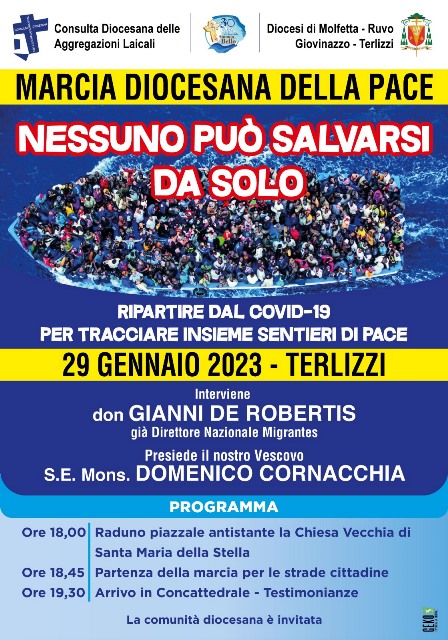 TUTTO PRONTO A TERLIZZI PER LA MARCIA DELLA PACE DIOCESANA CHE SI SVOLGER DOMENICA 29 GENNAIO