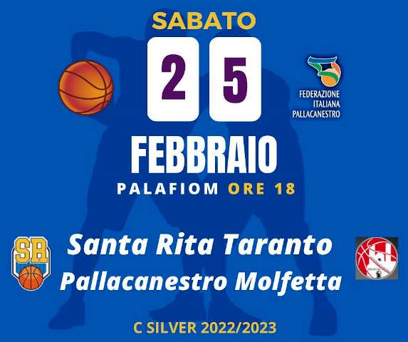 TRASFERTA A TARANTO PER LA PAVIMARO PALLACANESTRO MOLFETTA NELLA SETTIMA GIORNATA DI RITORNO DEL CAMPIONATO DI SERIE C SILVER