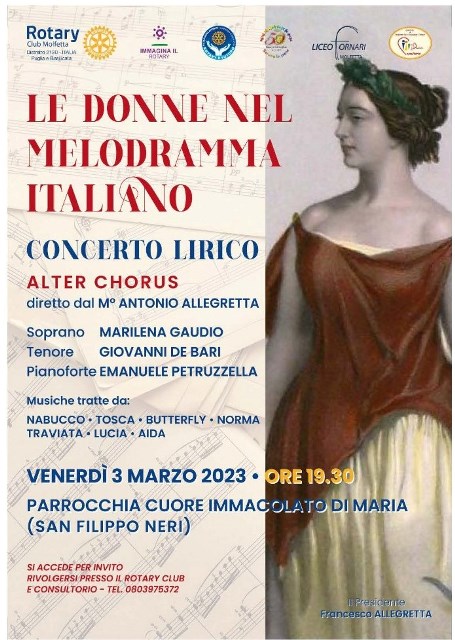 VENERD 3 MARZO SI TERR UN CONCERTO LIRICO DEDICATO ALLE DONNE: LE DONNE NEL MELODRAMMA ITALIANO