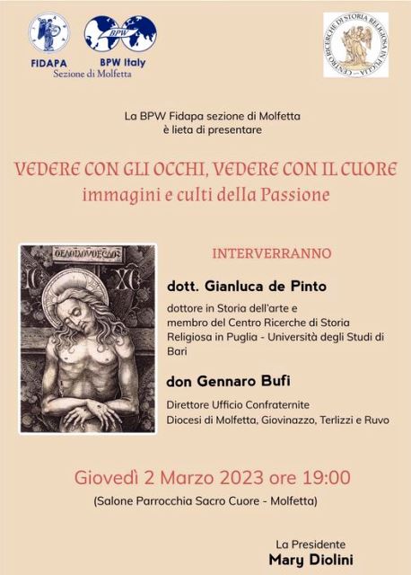 DEL CULTO DELLA PASSIONE A MOLFETTA, SI PARLER NEL CORSO DI UN INCONTRO, GIOVED 2 MARZO, PRESSO LA CHIESA SACRO CUORE