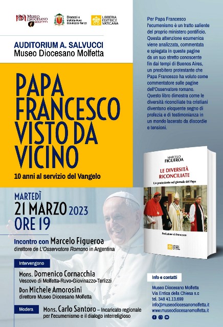 SAR PRESENTATO AL MUSEO DIOCESANO DI MOLFETTA IL LIBRO LE DIVERSIT RICONCILIATE DI MARCELO FIGUEROA, DIRETTORE DELLEDIZIONE ARGENTINA DE LOSSERVATORE ROMANO