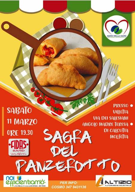 A MOLFETTA, OGGI SABATO 11 MARZO, LA SAGRA DEL PANZEROTTO A CURA DELLA FIDAS