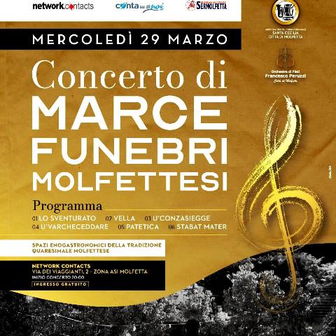 PER GLI AMANTI DELLE MARCE FUNEBRI MOLFETTESI, MERCOLED 29 MARZO, SI TERR UN CONCERTO PRESSO LA SEDE DI NETWORK CONTACTS