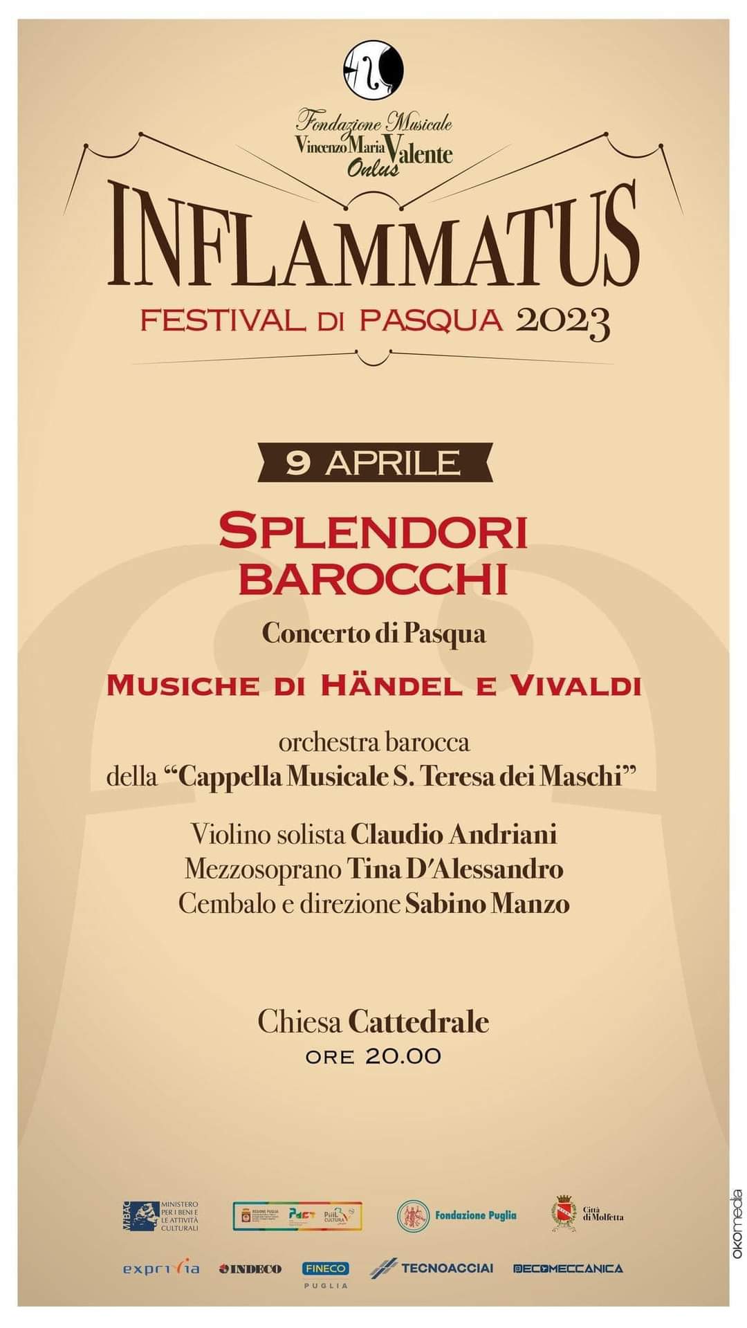 QUESTA SERA ALLE ORE 20:00 CONCERTO DI PASQUA IN CATTEDRALE: SPLENDORI BAROCCHI