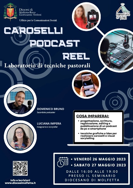 DUE GIORNI DEDICATI AL LABORATORIO DI TECNICHE PASTORALI PER IMPARARE A UTILIZZARE CAROSELLI, PODCAST E REEL PER COMUNICARE E DIFFONDERE IL MESSAGGIO EVANGELICO