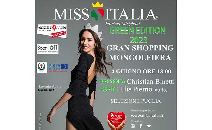 LE SELEZIONI DI MISS ITALIA PUGLIA A MOLFETTA IL 4 GIUGNO AL CENTRO LA MONGOLFIERA