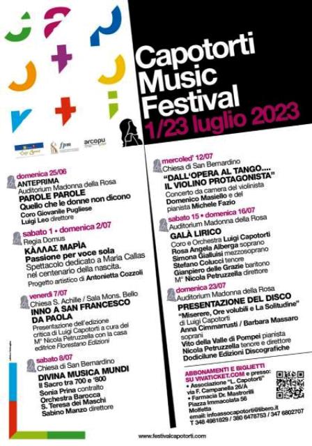 SEI GLI APPUNTAMENTI PREVISTI PER IL CAPOTORTI MUSIC FESTIVAL